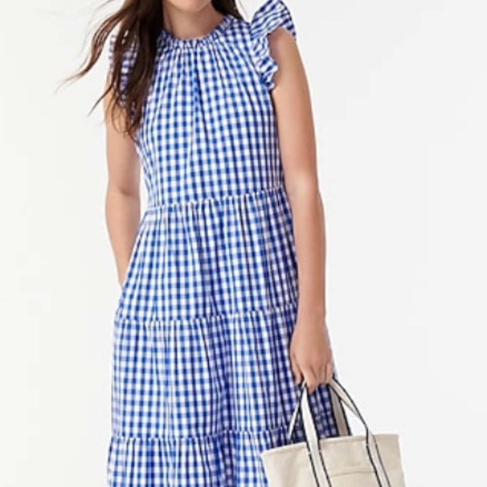 BNWT J.Crew Tiered Ruffle-sleeve gingham dress, 2X